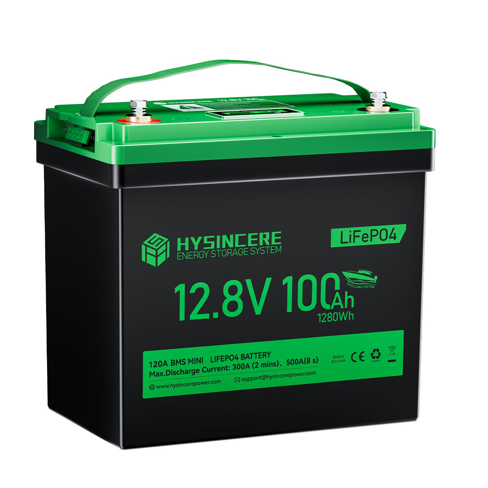 Hysincere Power 12V 100Ah Trolling Motor Mini LiFePO4 Battery
