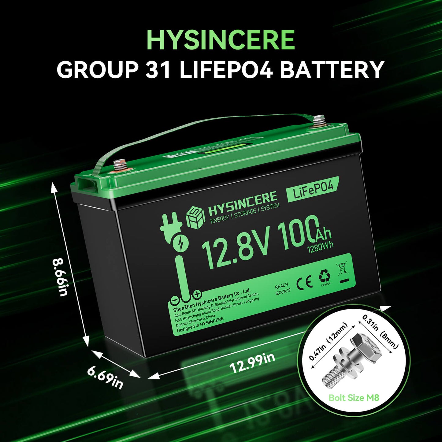 Hysincere group 31 lifepo4 battery