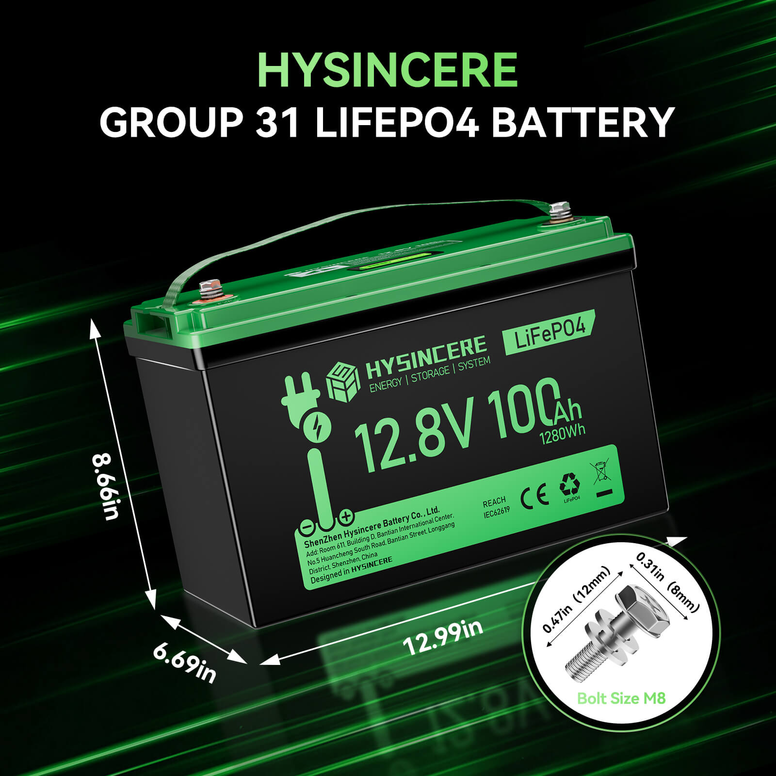 Hysincere group 31 lifepo4 battery