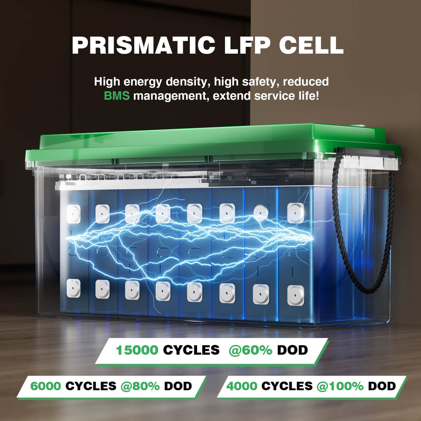 12V 200Ah LiFePO4 Battery 15000 cycles @60% DOD