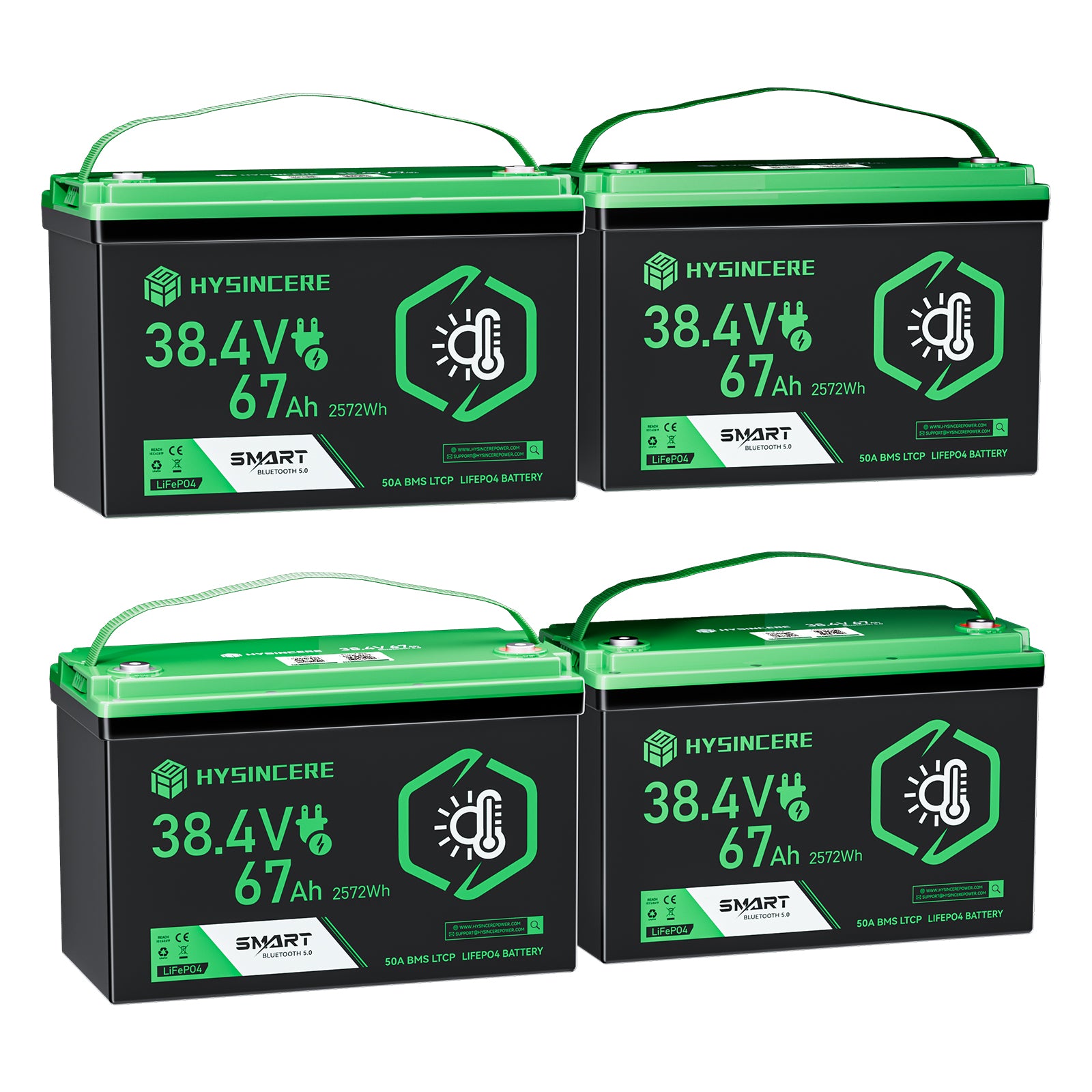 Hysincere Power 38.4V 67Ah Premium LiFePO4 Deep-Cycle Battery with Intelligent Self-Heating & Bluetooth Connectivity
