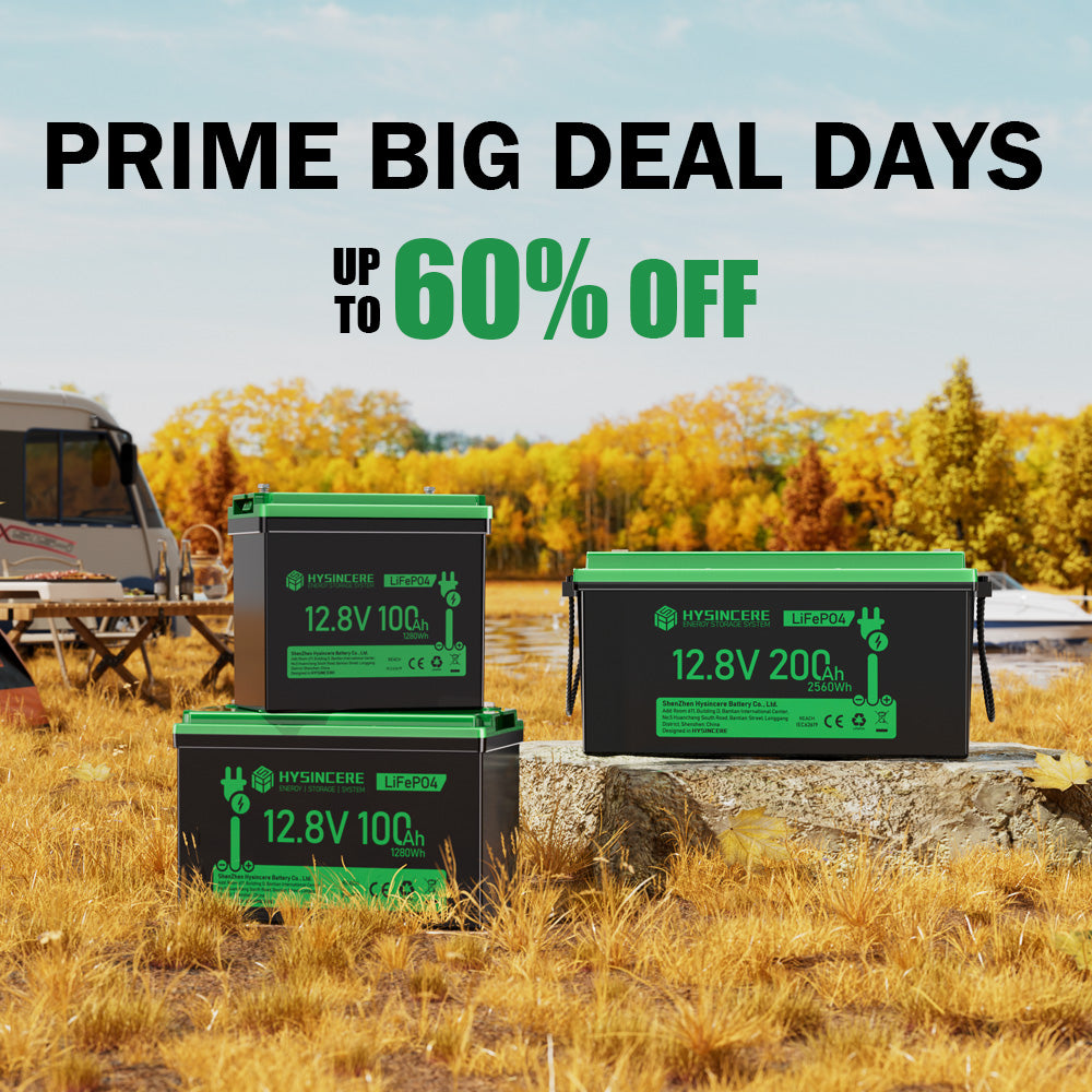 Green batteries on a stone surface with 'Prime Big Deal Days' text overlay in an outdoor setting.