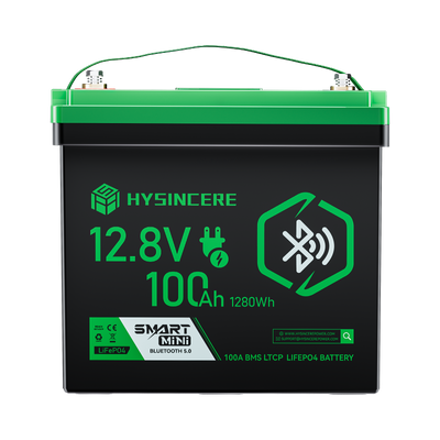 Hysincere Power 12V 100Ah Mini Bluetooth LiFePO4 Battery
