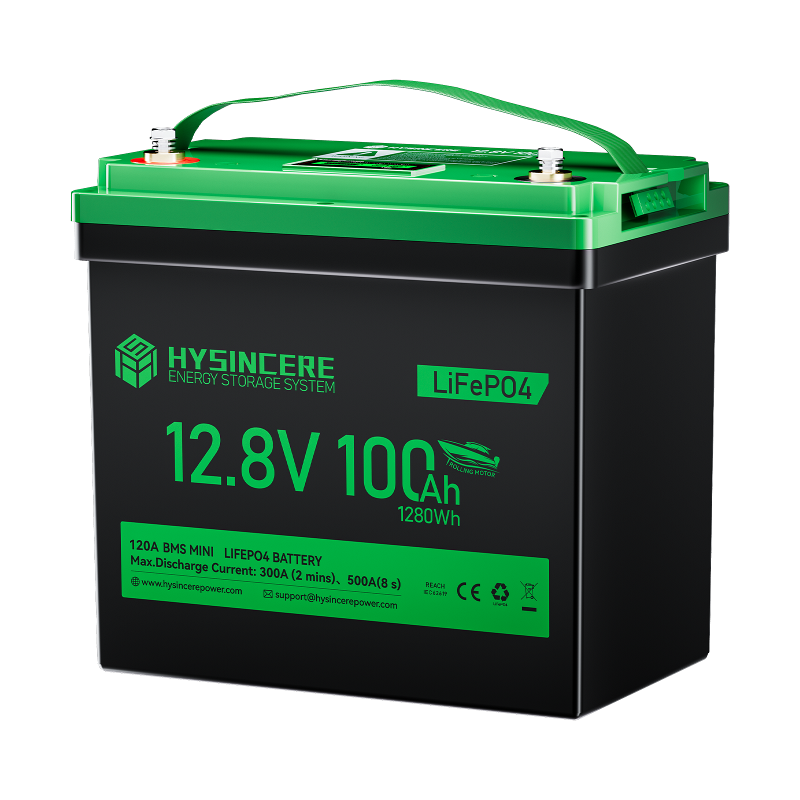 Hysincere Power 12V 100Ah Trolling Motor Mini LiFePO4 Battery