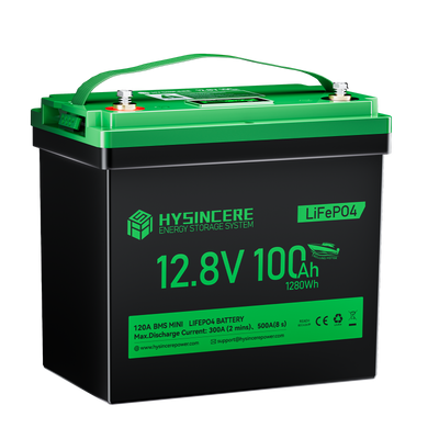 Hysincere Power 12V 100Ah Trolling Motor Mini LiFePO4 Battery