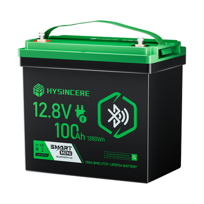 Hysincere Power 12V 100Ah Mini Bluetooth LiFePO4 Battery