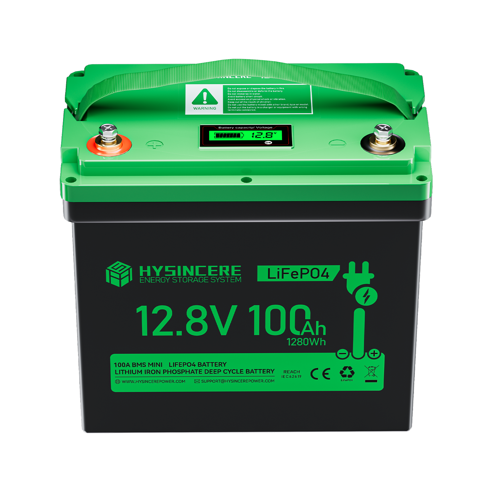 Hysincere Power 12V 100Ah Group 24 LiFePO4 Battery