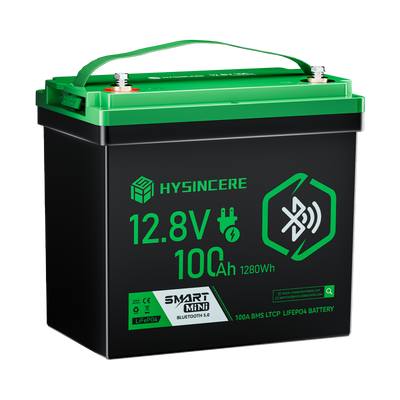 Hysincere Power 12V 100Ah Mini Bluetooth LiFePO4 Battery