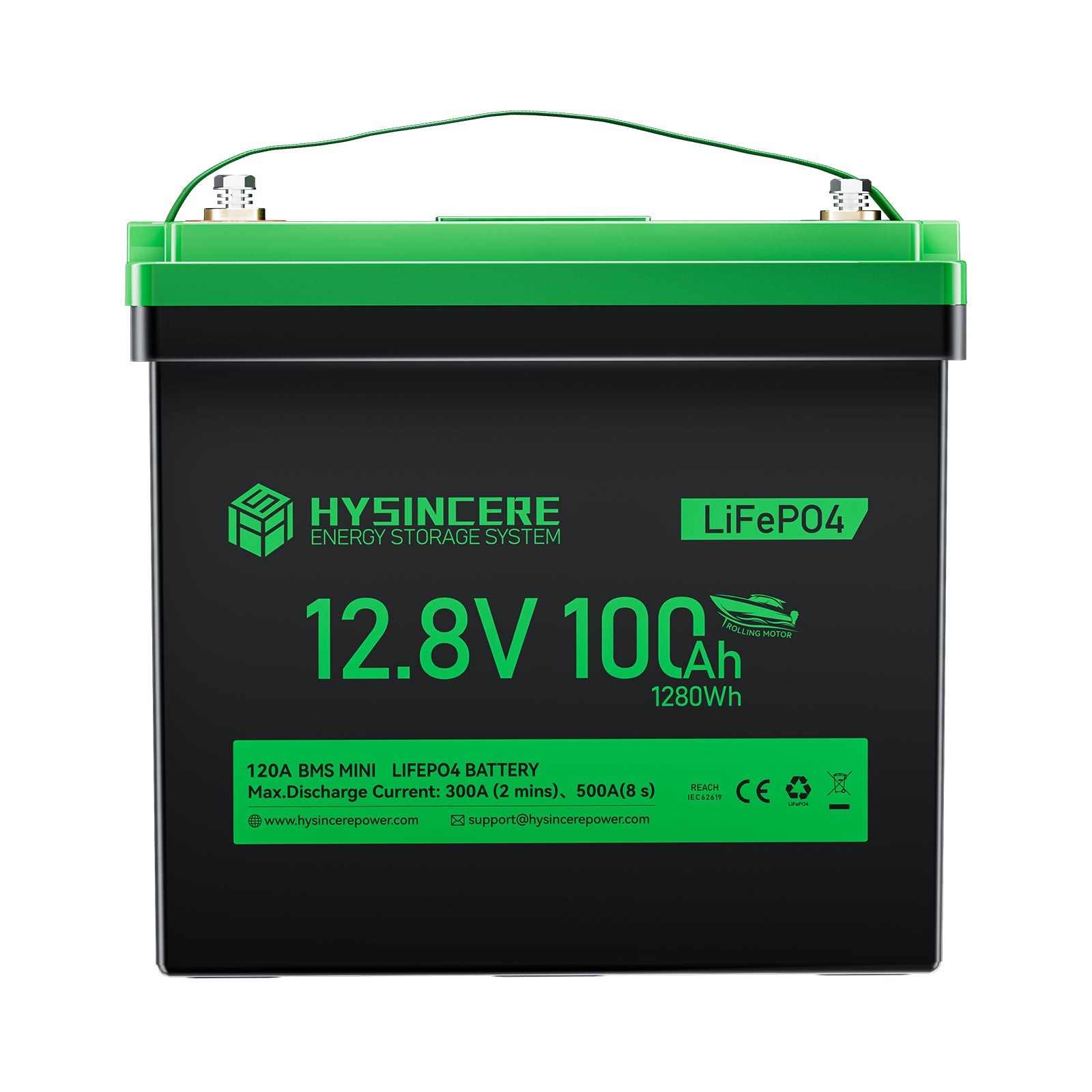 Hysincere Power 12V 100Ah Trolling Motor Mini LiFePO4 Battery