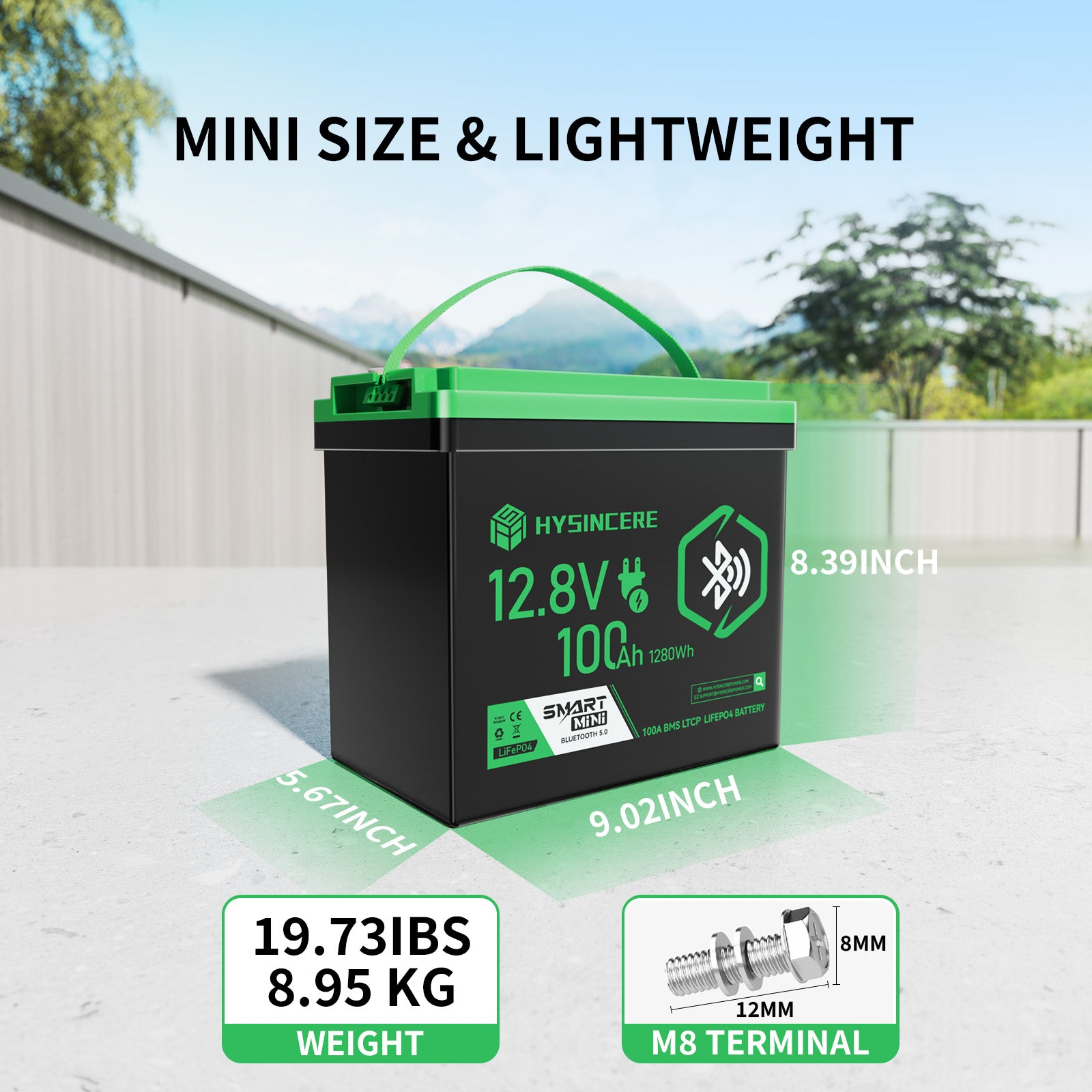 HYSINCERE battery with specifications on a clear background