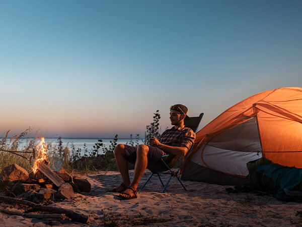 Camping scene in the evening