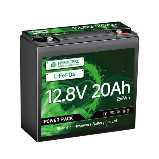 Hysincere battery with green and black design on a white background