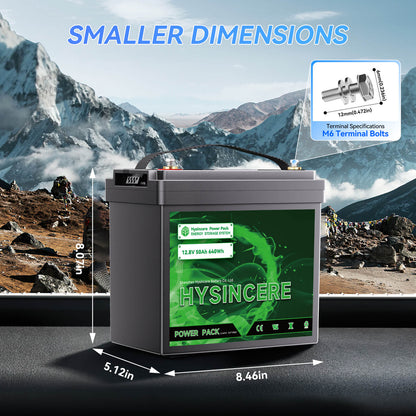 Hysincere Power 12V 50Ah LiFePO4 Lithium Battery