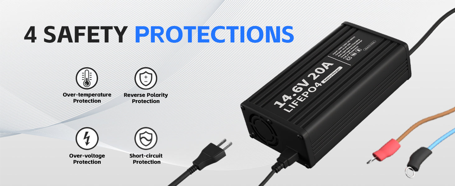 14.6V 20A LiFePO4 Power adapter with 4 safety protections