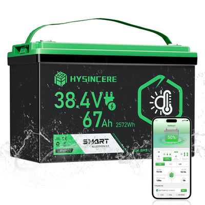 Hysincere Power 38.4V 67Ah Premium LiFePO4 Deep-Cycle Battery with Intelligent Self-Heating & Bluetooth Connectivity