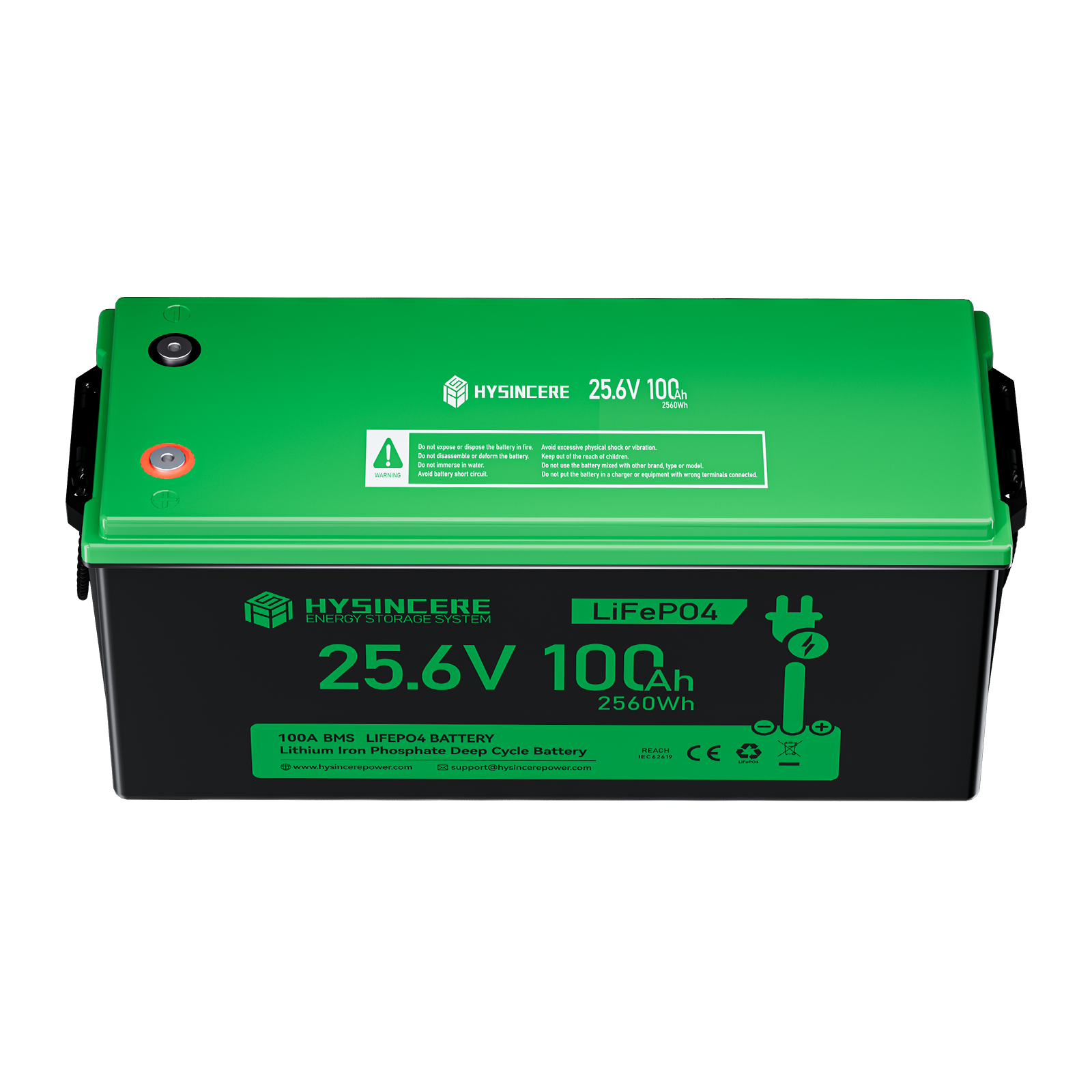 Hysincere Power 24V 100Ah LiFePO4 Lithium Battery