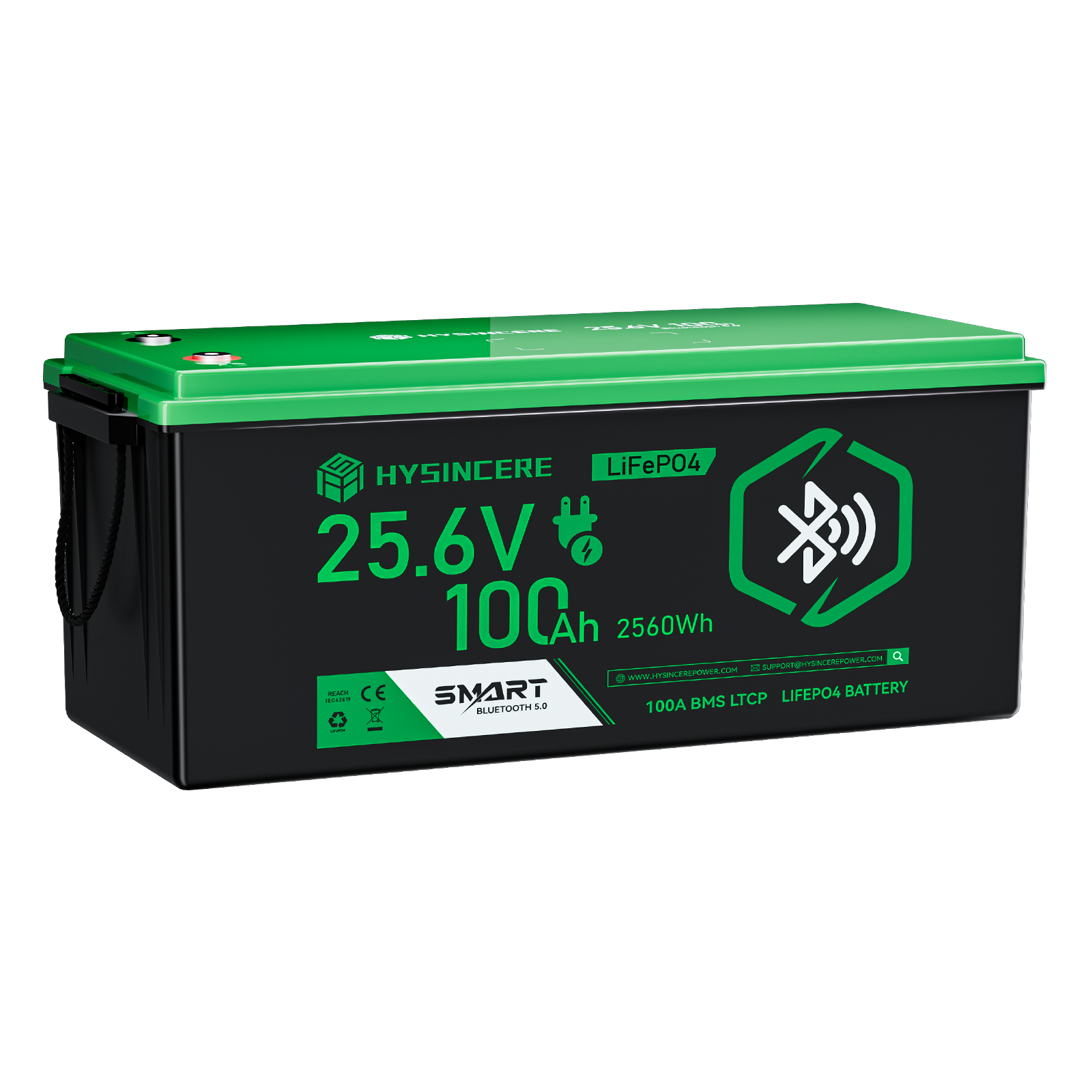 Hysincere Power 24V 100Ah Smart Bluetooth Lithium Battery