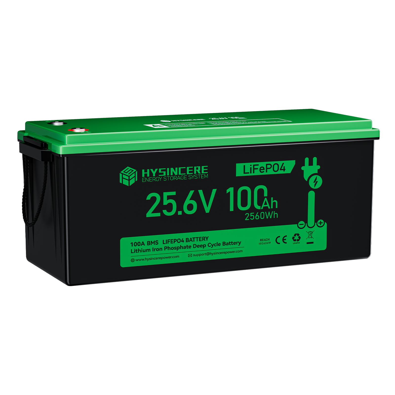 Hysincere Power 24V 100Ah LiFePO4 Lithium Battery