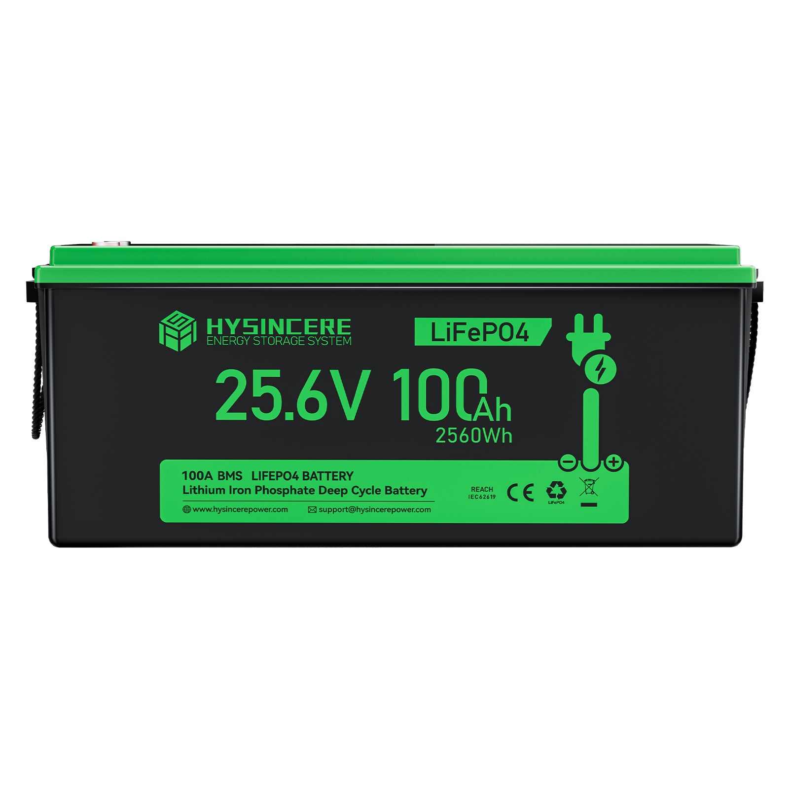 Hysincere Power 24V 100Ah LiFePO4 Lithium Battery