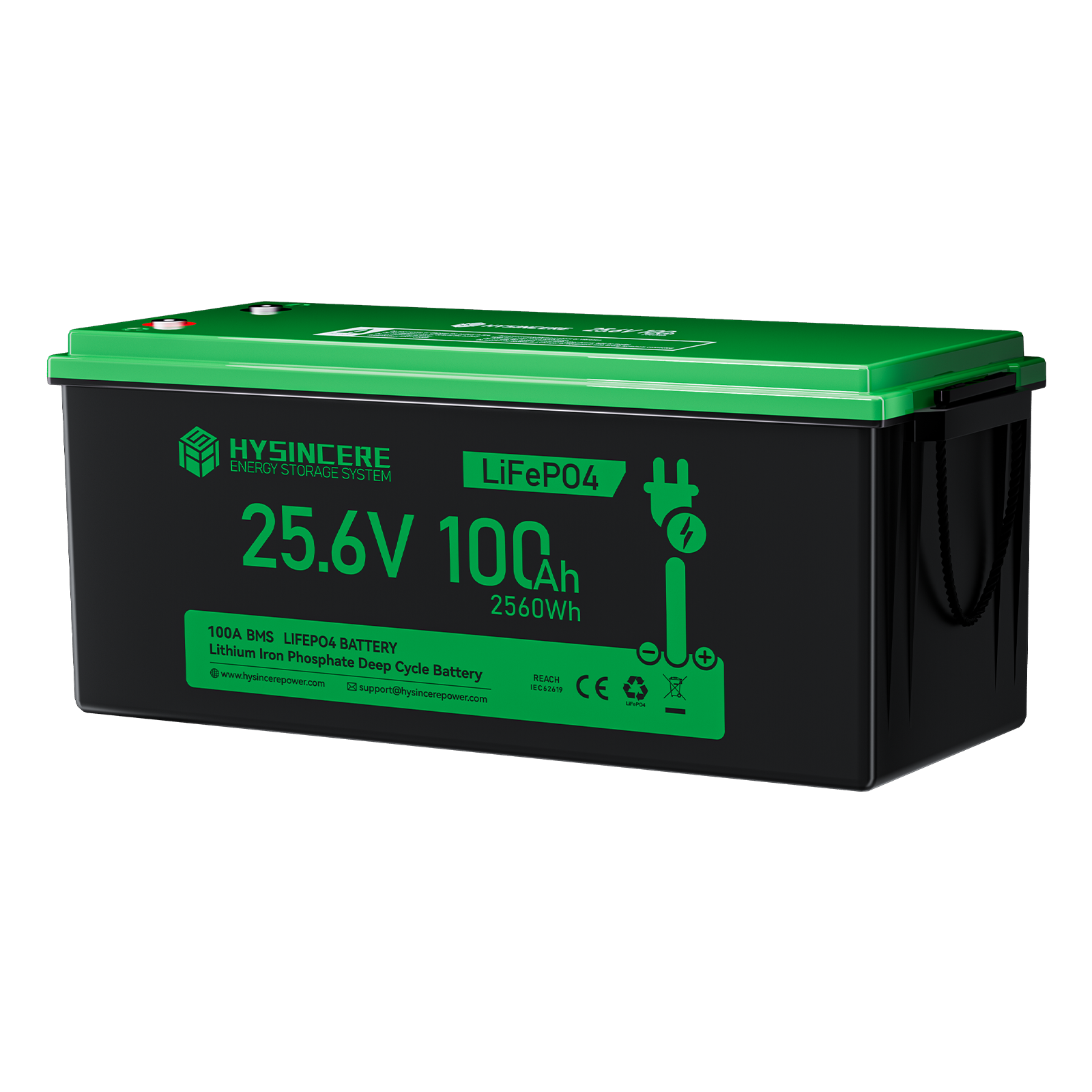 Hysincere Power 24V 100Ah LiFePO4 Lithium Battery