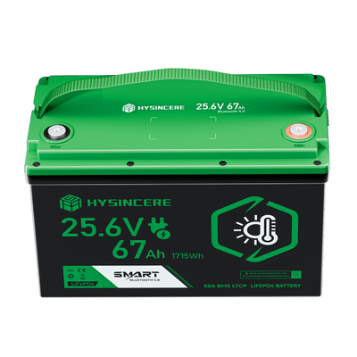 Hysincer Power 25.6V 67Ah Smart LiFePO4 Lithium Battery (1715Wh | Built-in Bluetooth & Auto Heating)