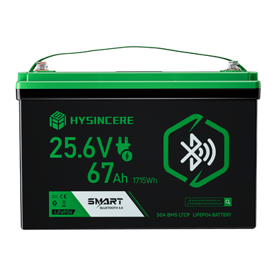 Hysincer Power 25.6V 67Ah Smart LiFePO4 Lithium Battery (1715Wh | Built-in Bluetooth & Auto Heating)