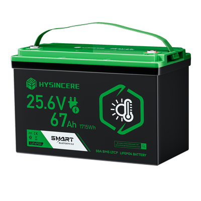 Hysincer Power 25.6V 67Ah Smart LiFePO4 Lithium Battery (1715Wh | Built-in Bluetooth & Auto Heating)