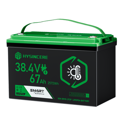 Hysincere Power 38.4V 67Ah Premium LiFePO4 Deep-Cycle Battery with Intelligent Self-Heating & Bluetooth Connectivity