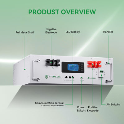 Hysincere Power AF5KL 51.2V 100Ah 5.12kWh LiFePO4 Lithium Battery | Stackable Residential Energy Storage System for 48V Hybrid Inverters