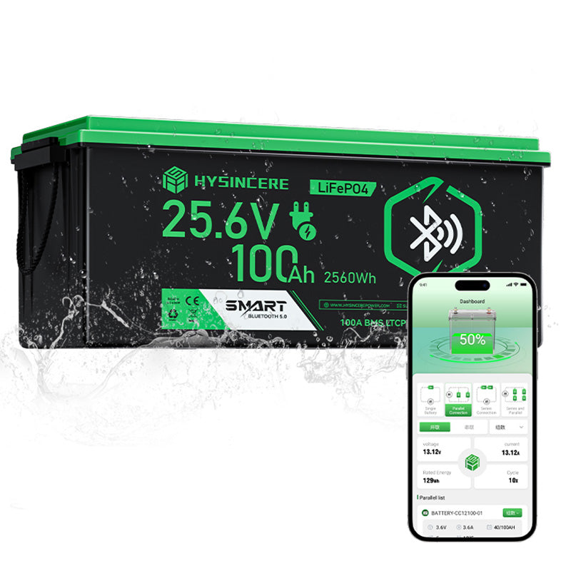 Hysincere Power 24V 100Ah Smart Bluetooth Lithium Battery