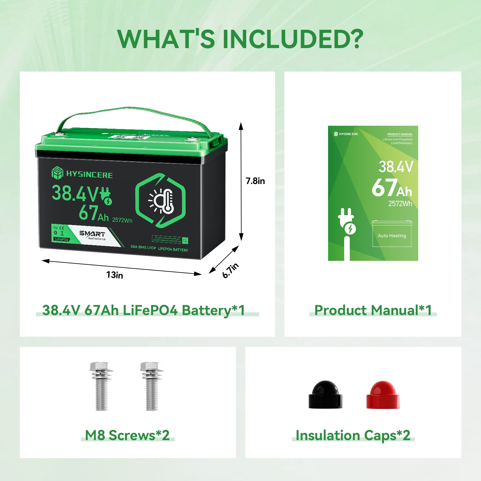 Hysincere Power 38.4V 67Ah Premium LiFePO4 Deep-Cycle Battery with Intelligent Self-Heating & Bluetooth Connectivity