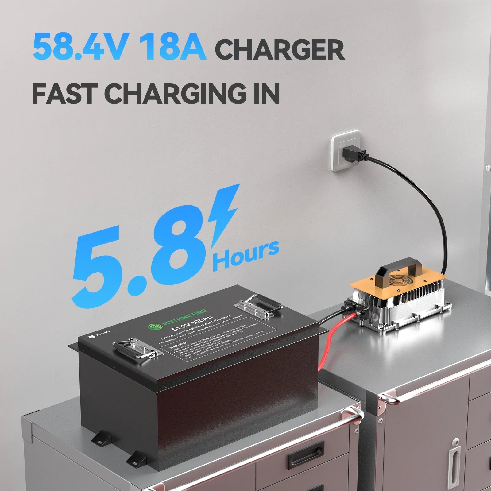 Hysincere Power 51V 105Ah Golf Cart Battery can be fully charge in 5 hours
