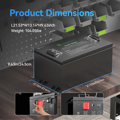 Hysincere Power 51V 105Ah Golf Cart Battery dimensions