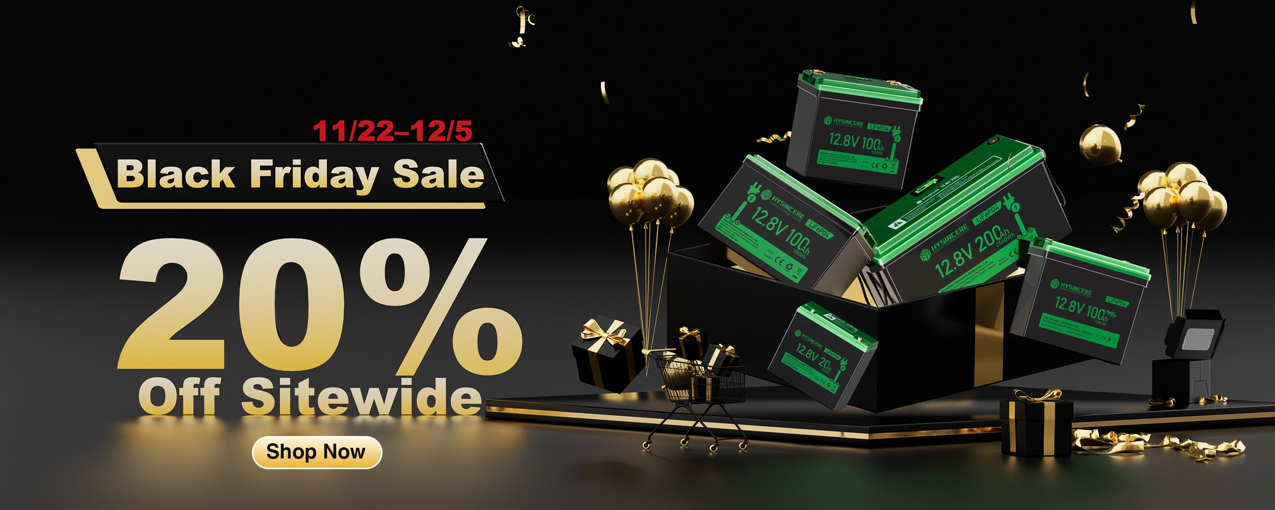 Black Friday sale advertisement with green electronic devices and promotional text on a dark background.